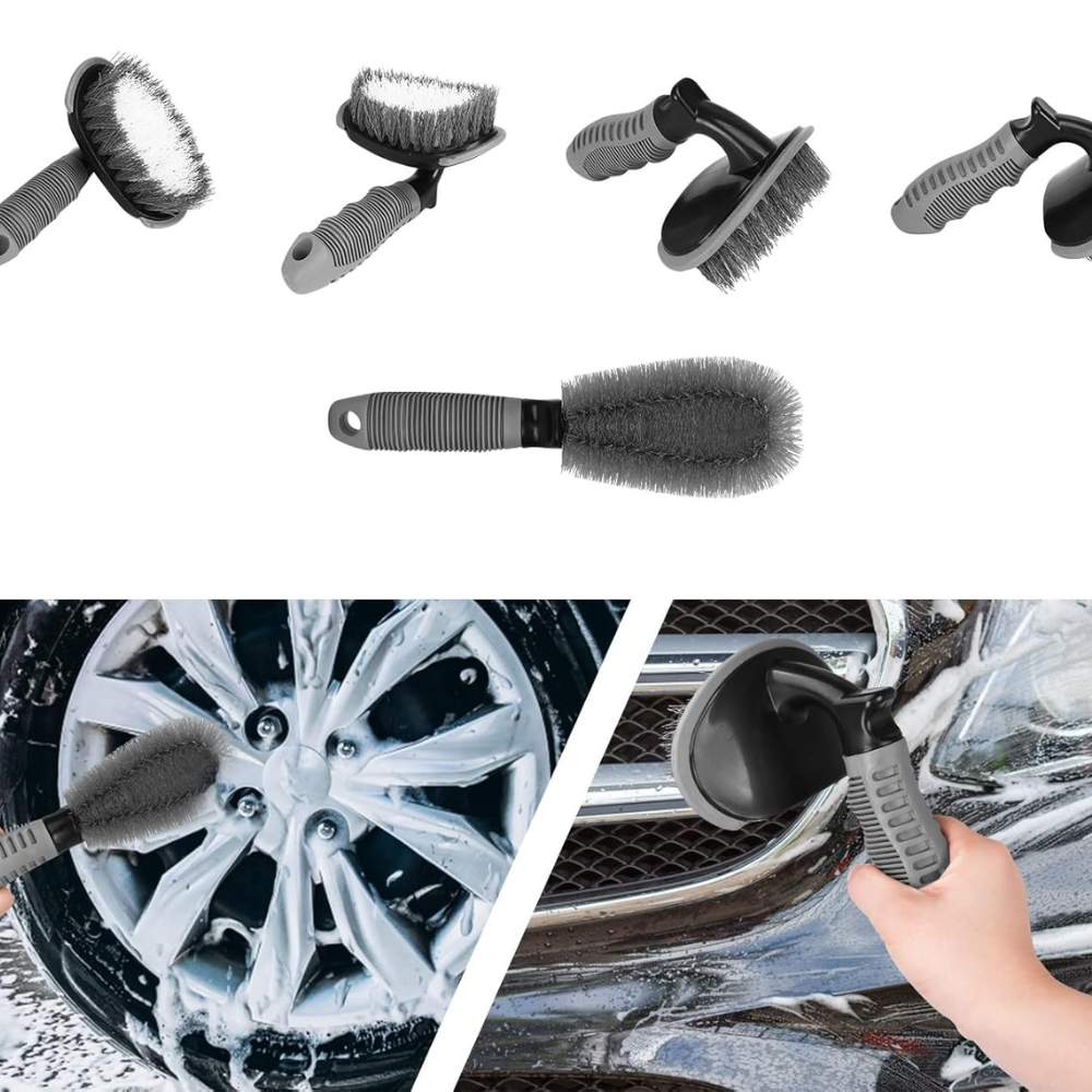 Car Cleaning Accessory Set, Microfiber Cloths, Tire Brush, Detailing Brush, Sponge, Interior/Exterior