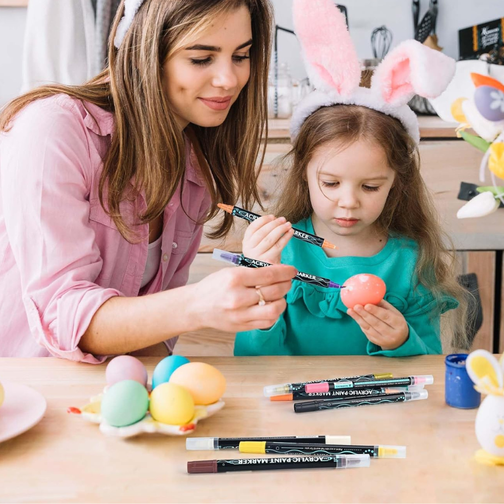 Set Markere Acrilice, Varf Dublu 1-5mm, 24-36 Culori Intense, Multisuprafete