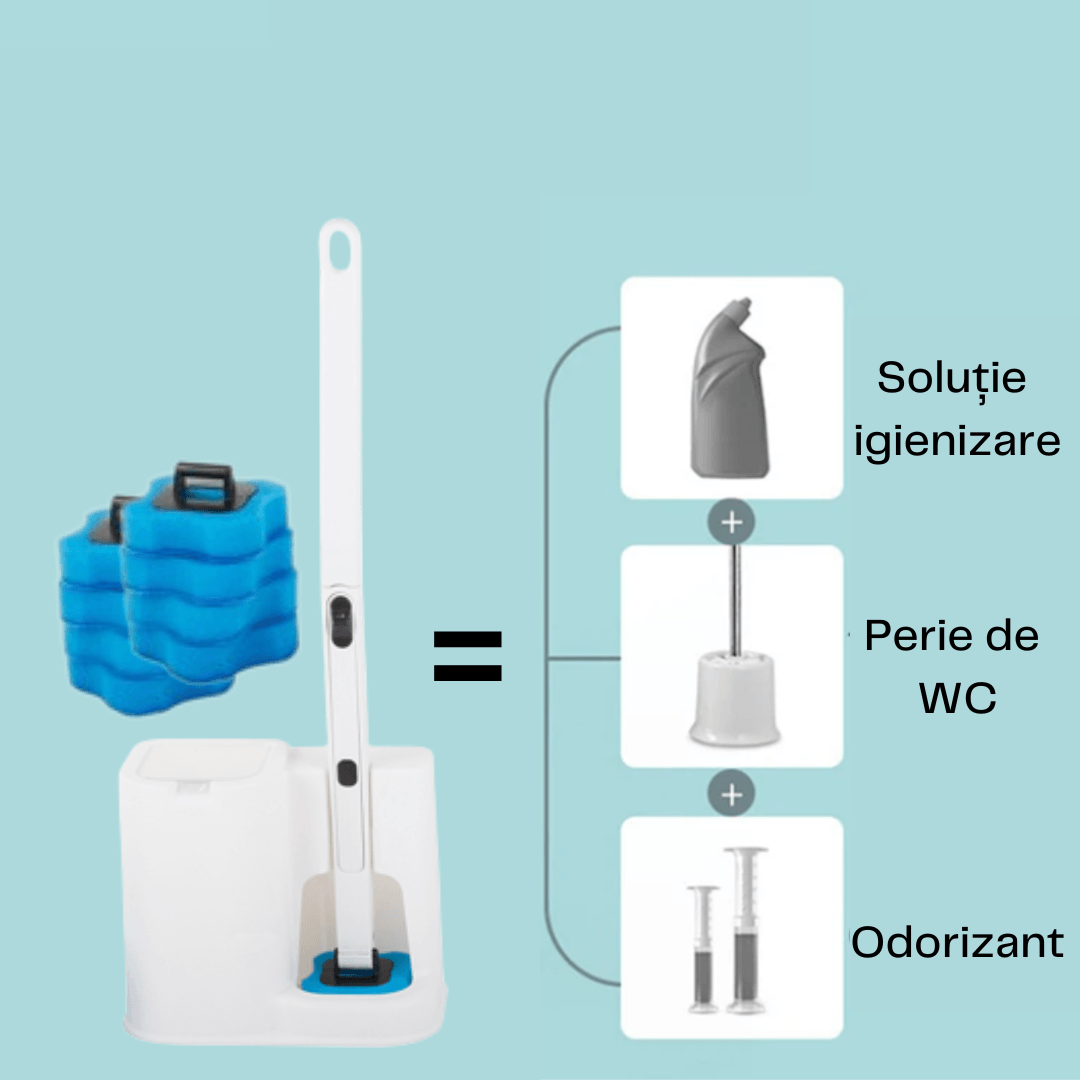Toilet Cleaning Brush, Disposable Heads, Sanitizing, Cleaning, 5 Refills, Wall Mounted, White