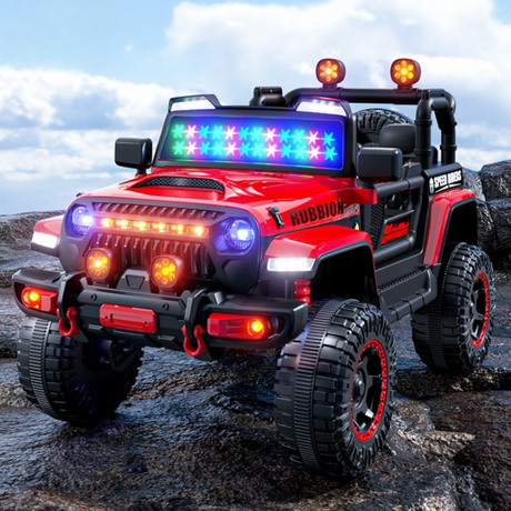 Masinuta Electrica Off-Road, cu Telecomanda, Tractiune Integrala, 12V, 7Ah, Lumina Intermitenta