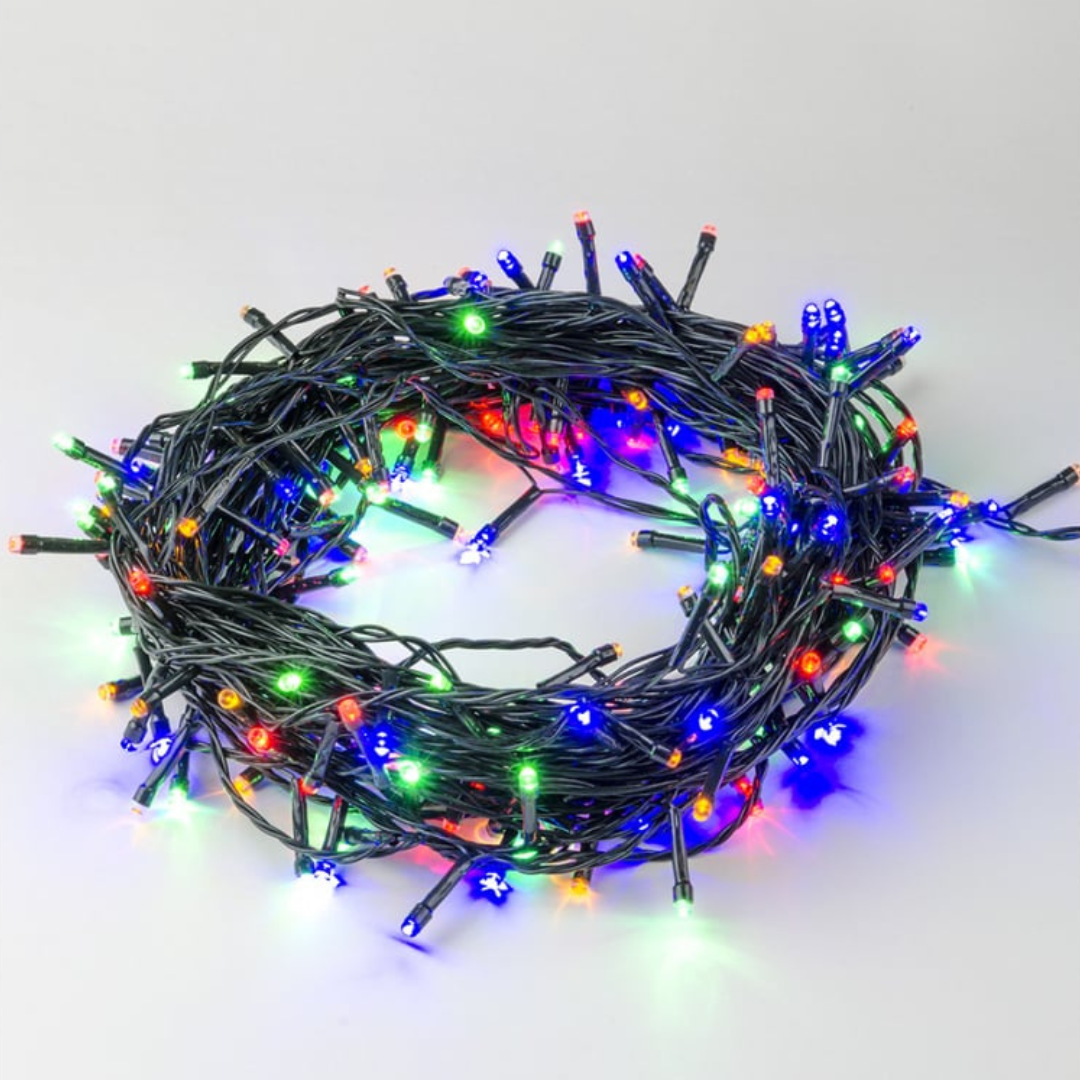 Christmas Installation, Linear, LED Bulbs, Multicolor, 8 Light Effects, Black Wire, 220V, Controller