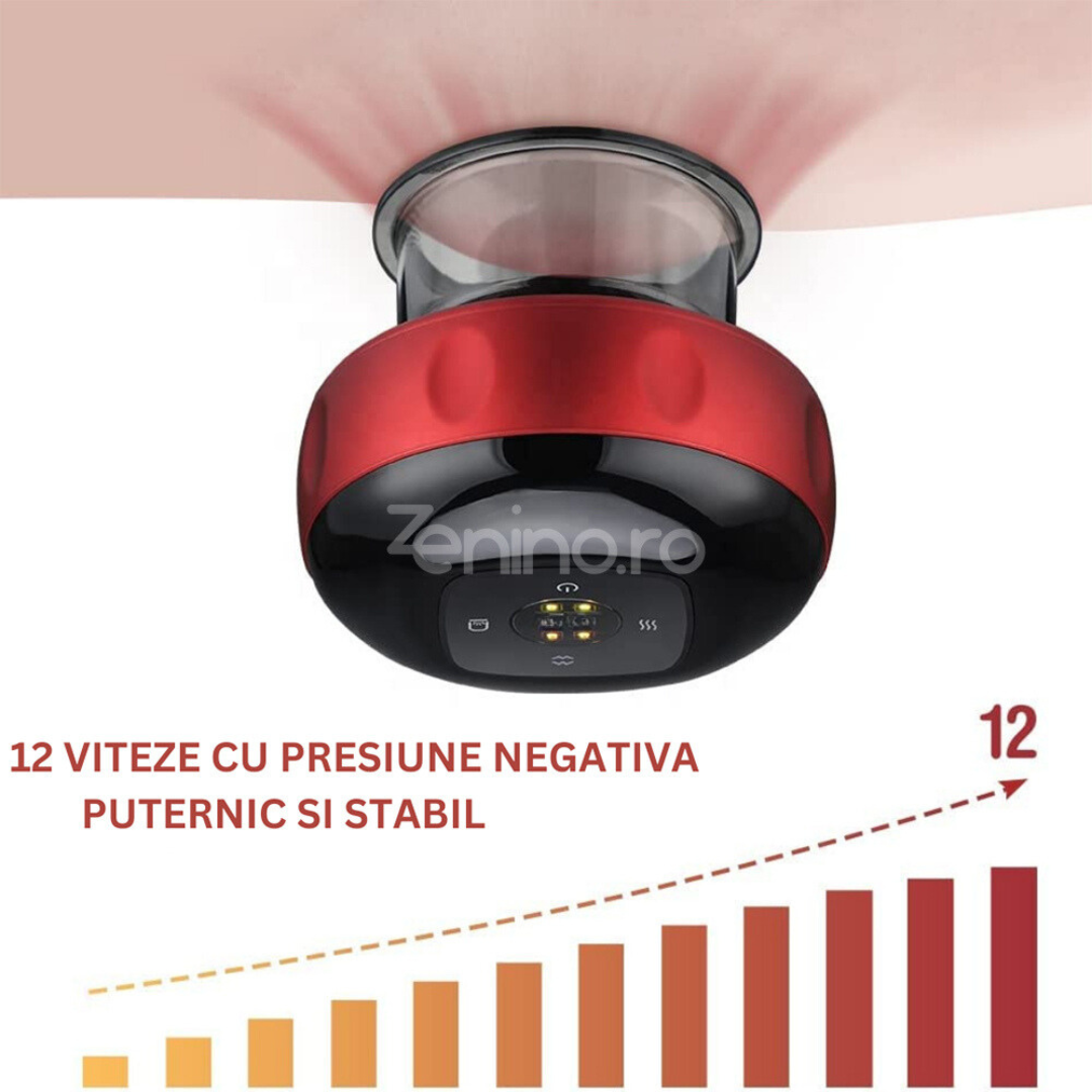 Electric Massage Cup, Anti-Cellulite, 12 Levels, Infrared Heating, Therapeutic, Black