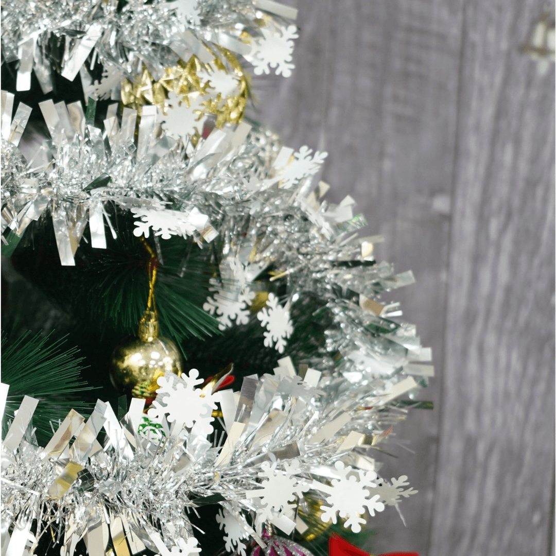 Christmas Tinsel, Various Designs, 2m x 11cm, Red, Blue, Pink