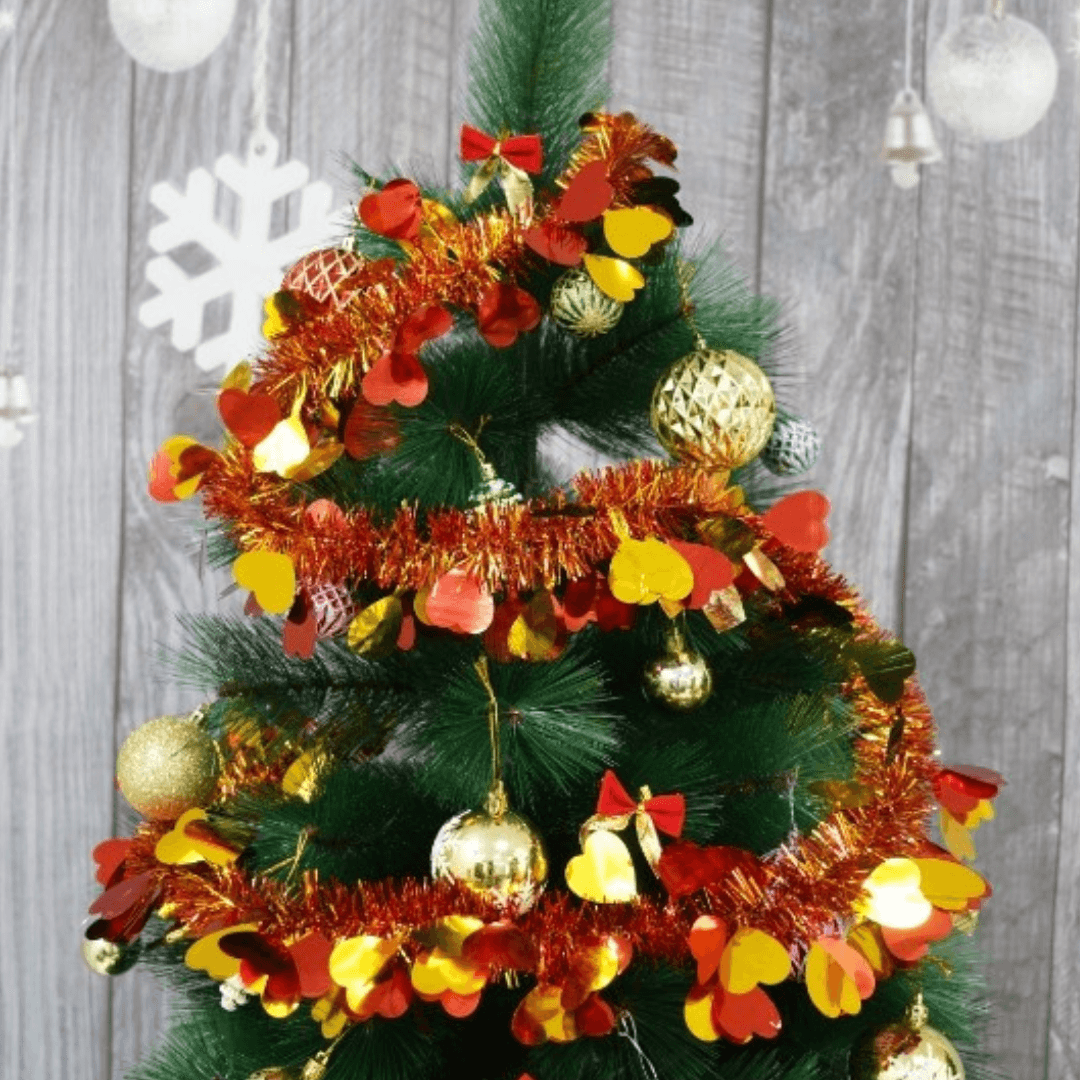 Christmas Tinsel, Various Designs, 2m x 11cm, Red, Blue, Pink