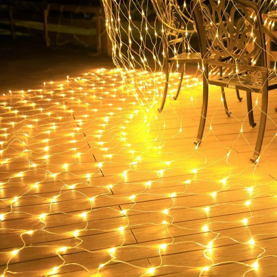 Christmas Installation, Mesh Type, LED Bulbs, 8 Light Effects, Interconnectable, Transparent Wire, 1.5m Extension Cord, Warm White, Cold White, Multicolor