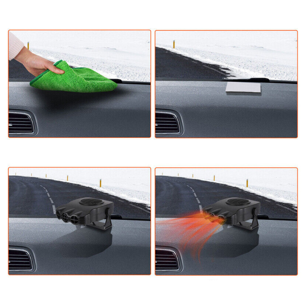 2in1 Car Fan Heater, Cooling or Heating Function, 200W, with Handle, 1m Cable, Easy Installation, Black