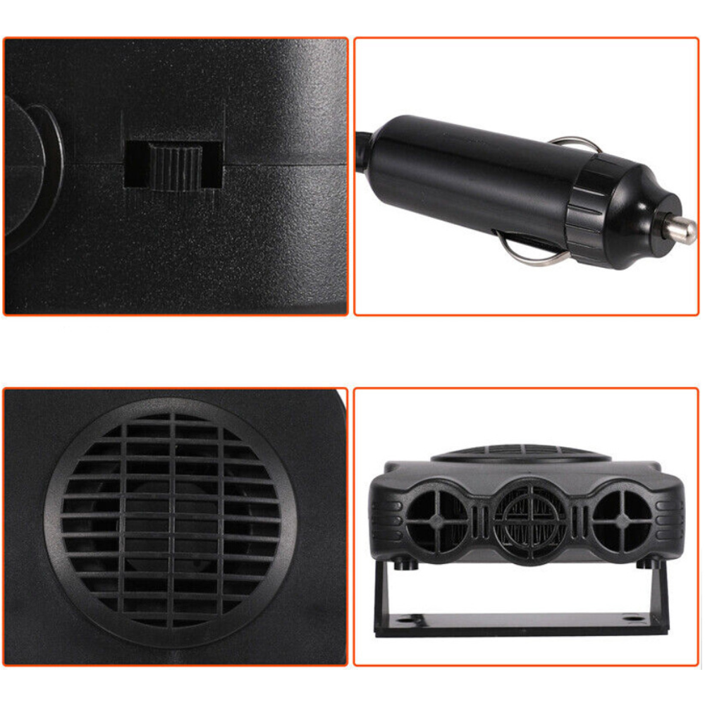 2in1 Car Fan Heater, Cooling or Heating Function, 200W, with Handle, 1m Cable, Easy Installation, Black