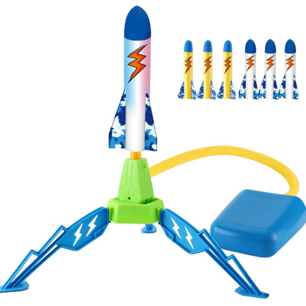 Rocket Launcher Toy, Foam Refills, Safe to Use, Foot Trigger