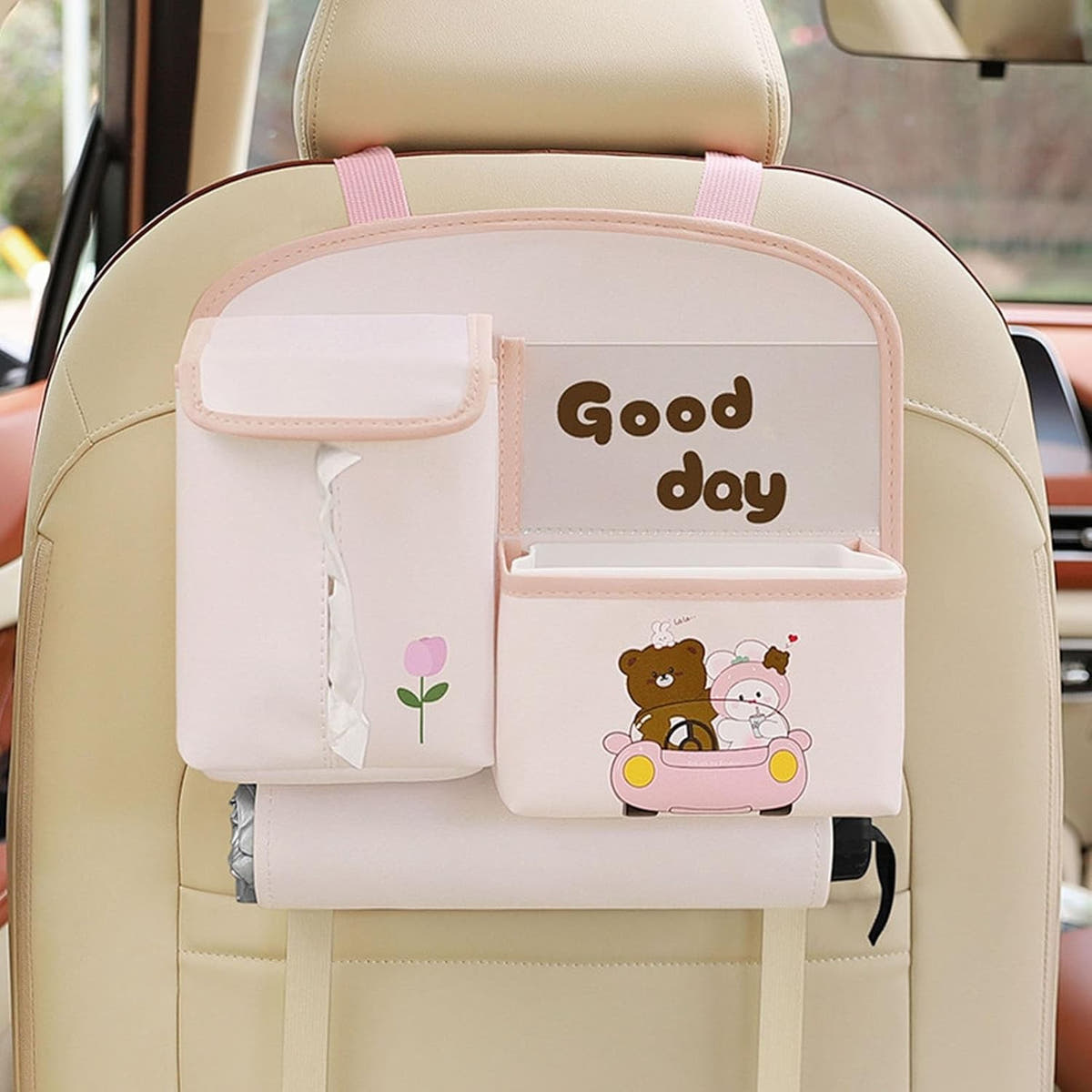 Geanta Organizare Auto, Model Ursuleti, Suport Telefon, 25x31cm