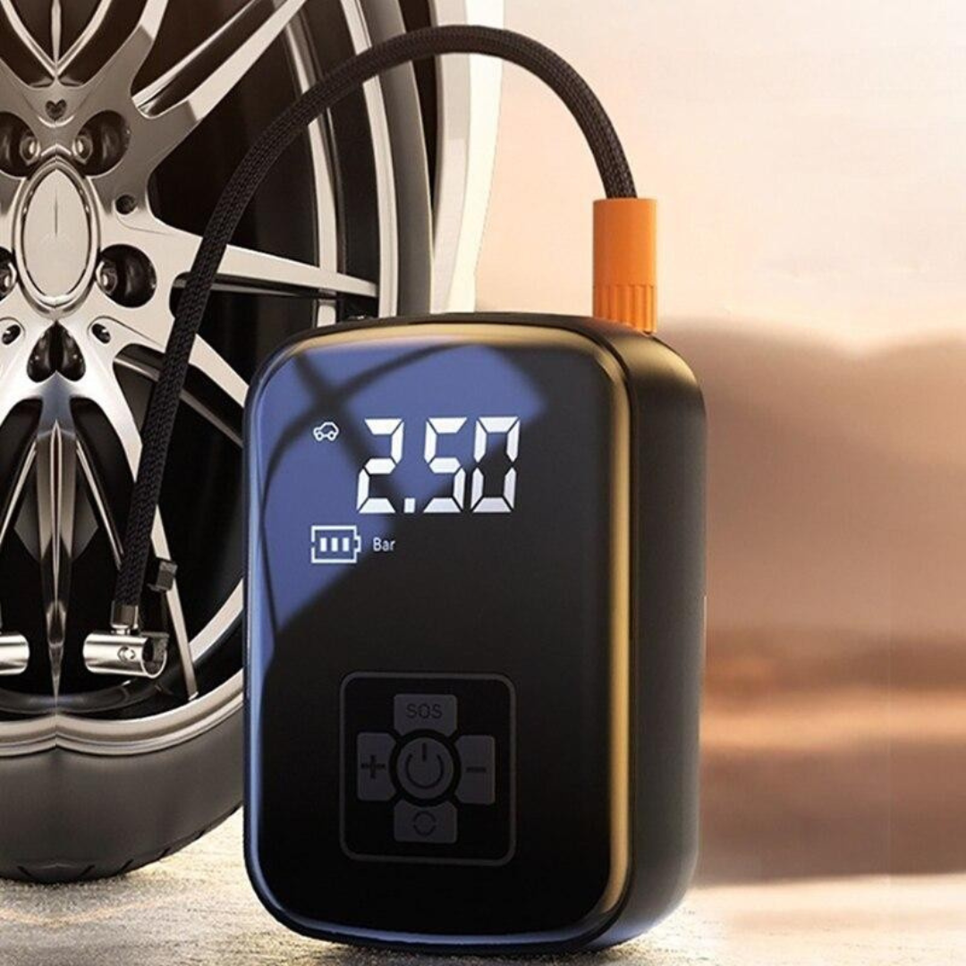 Wireless Electric Compressor, 2000mAh Battery, 150 PSI, Digital Display, For Tires and Balls, 12.7x8.5cm, Black