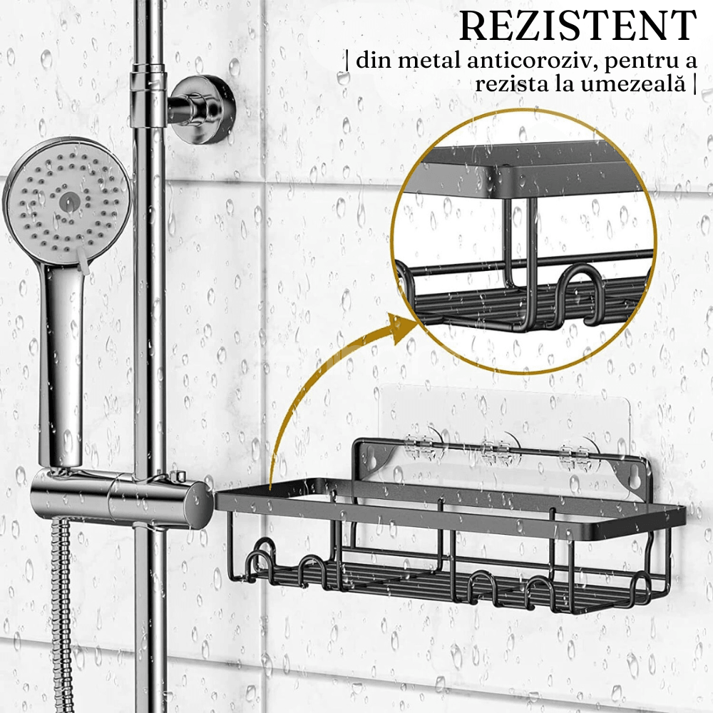 Hanging Organization Basket, 4 Hooks, Easy to Assemble, Wall Mounted, Metal, 32x14cm, Black