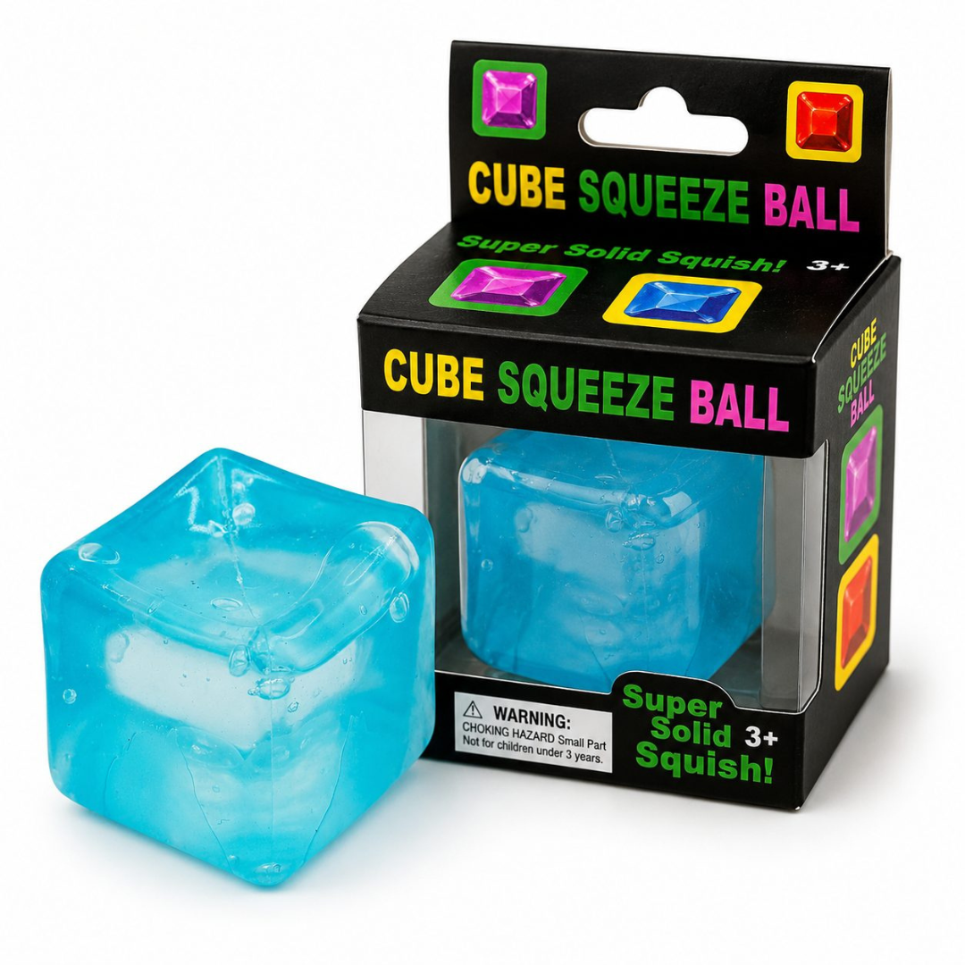 Jucarie Squishy tip Needoh, Forma Cub, Antistres Senzoriala, 5x5cm
