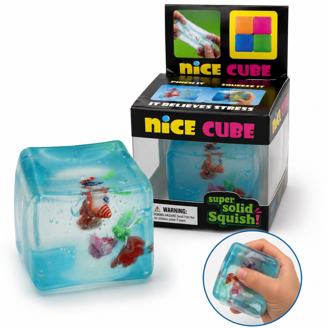 Jucarie Squishy tip Needoh, Forma Cub, Antistres Senzoriala, 5x5cm