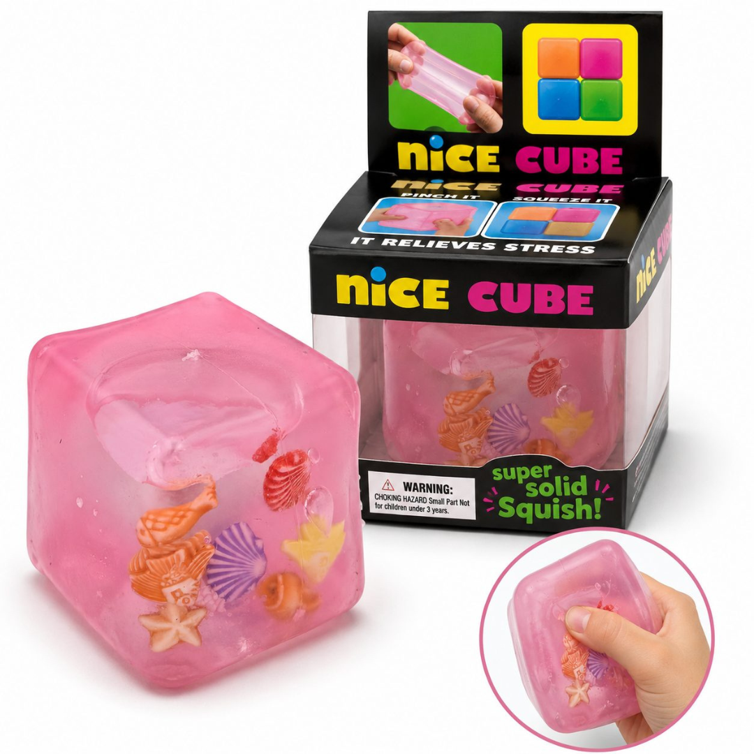 Jucarie Squishy tip Needoh, Forma Cub, Antistres Senzoriala, 5x5cm