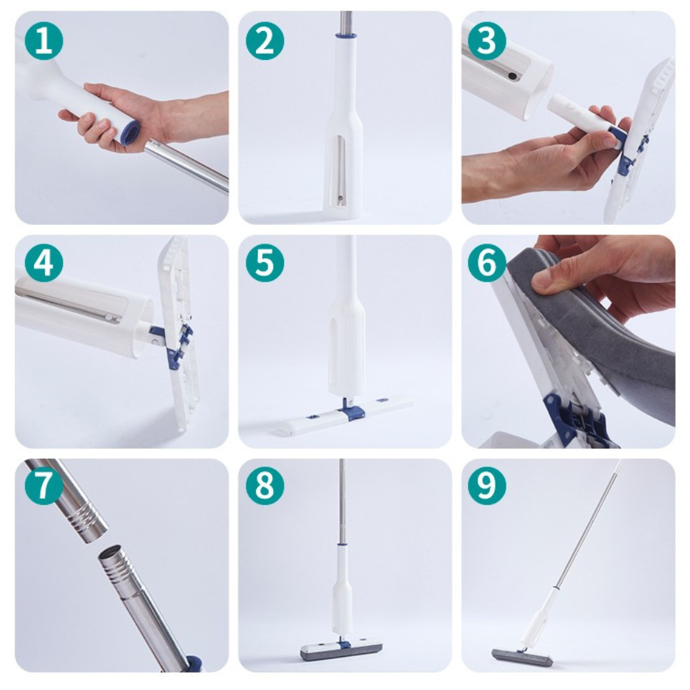 Set Mop Telescopic cu Galeata Pliabila, Burete Bumbac, Tija Reglabila, Sistem Stoarcere