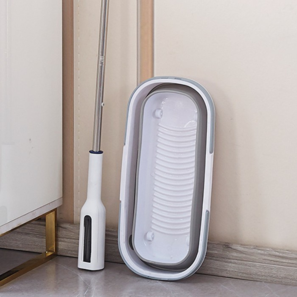 Set Mop Telescopic cu Galeata Pliabila, Burete Bumbac, Tija Reglabila, Sistem Stoarcere
