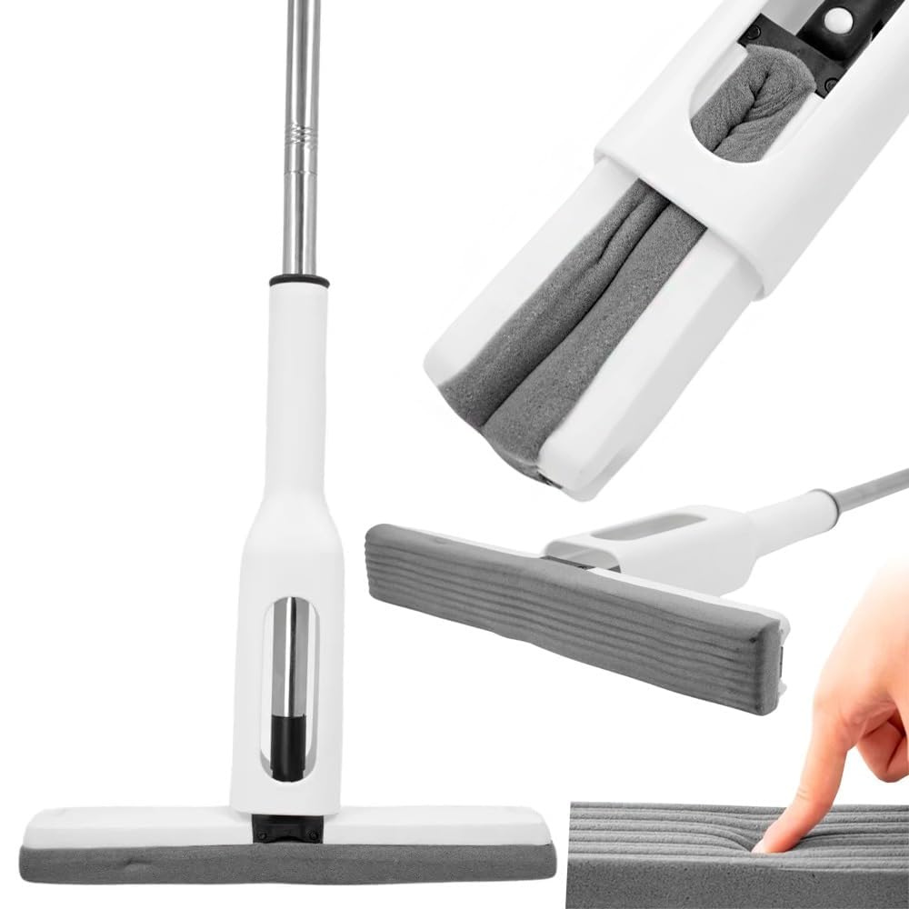 Set Mop Telescopic cu Galeata Pliabila, Burete Bumbac, Tija Reglabila, Sistem Stoarcere