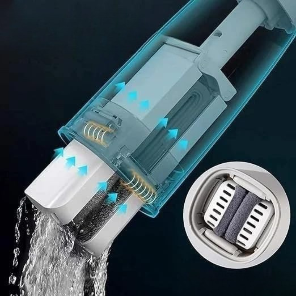 Set Mop Telescopic cu Galeata Pliabila, Burete Bumbac, Tija Reglabila, Sistem Stoarcere