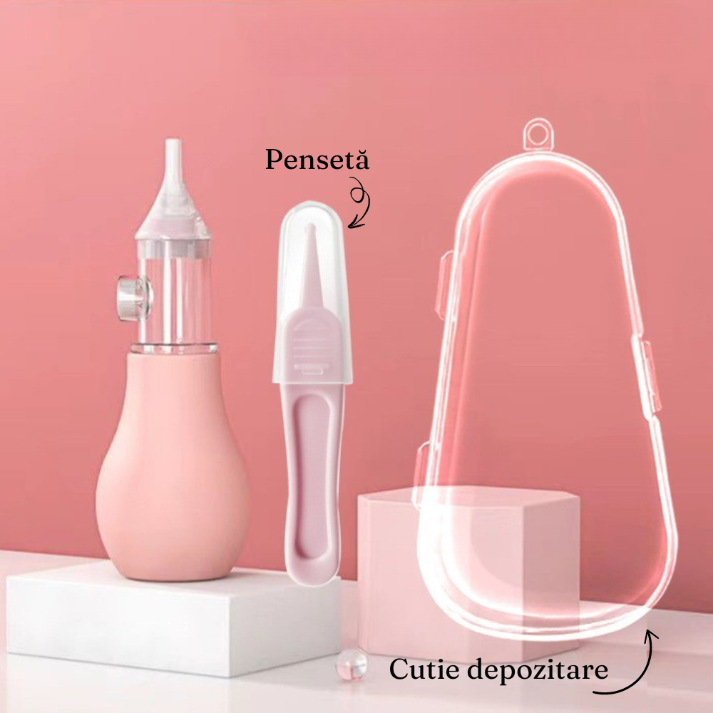 Baby Nasal Aspirator Set, Manual, With Pump, Silicone Tip, Easy to Clean
