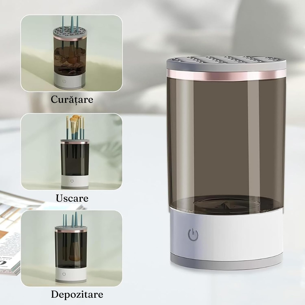 Makeup Brush Cleaner, Portable, 7000Rpm, with Vibration, USB Charging, White