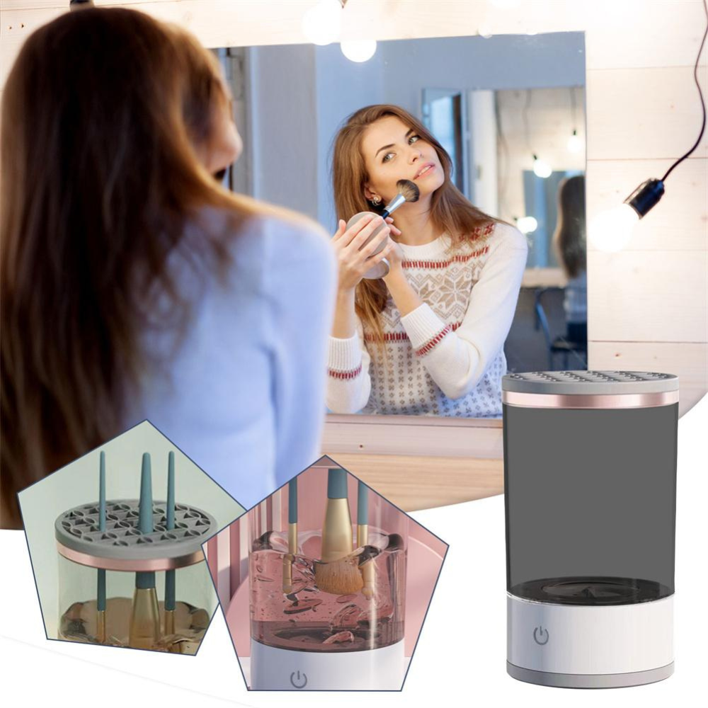 Dispozitiv Curatare Pensule Machiaj, Portabil, 7000Rpm, cu Vibratii, Incarcare USB