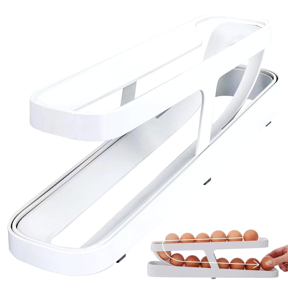 Egg Holder, Two Tier, Space Saving, Compact, White