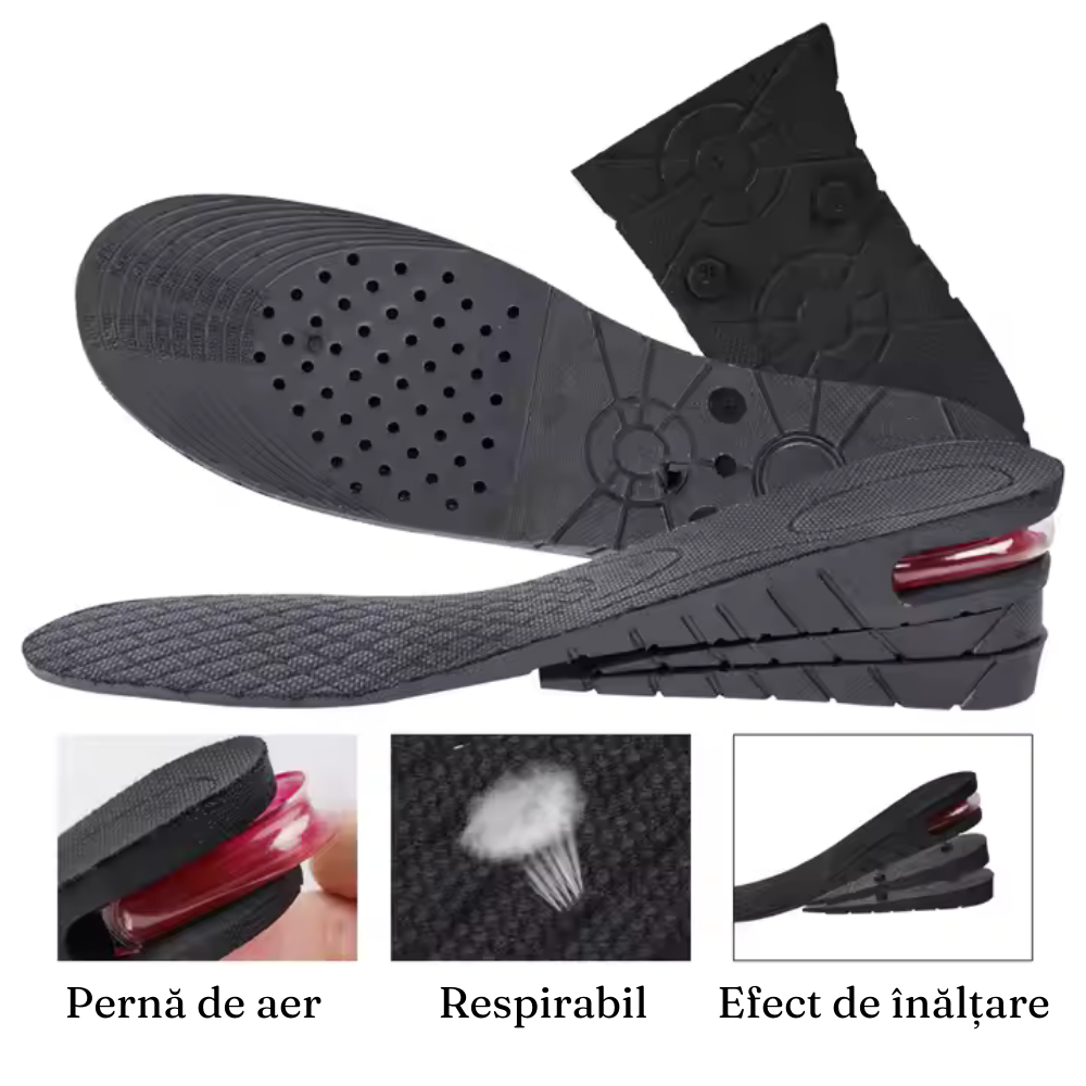 Set of 2 Heightening Insoles, Shock Absorbing, Comfortable, Size 35-42, Black