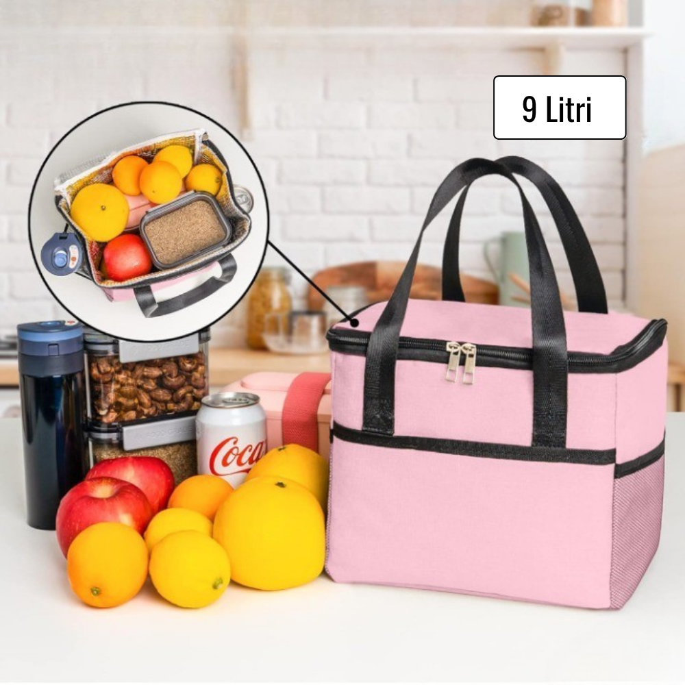 Geanta Termica pentru Pranz, 24x18x21cm, Impermeabila, Buzunare Laterale