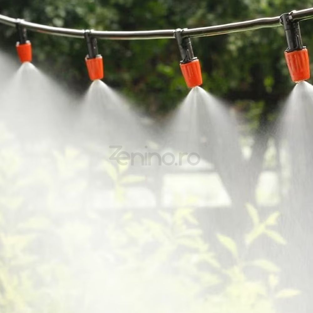 Irrigation System, Adjustable Nozzles, Adjustable, for Lawn, Garden, Terrace, Plastic, Water Curtain, Black/Orange