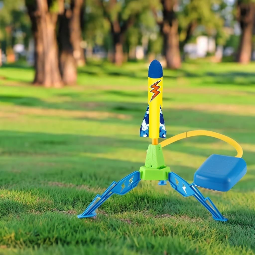 Rocket Launcher Toy, Foam Refills, Safe to Use, Foot Trigger