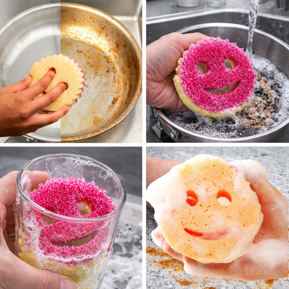 Burete de Vase, Smiley Face, Curata Rapid, Durabil, Usor de Clatit