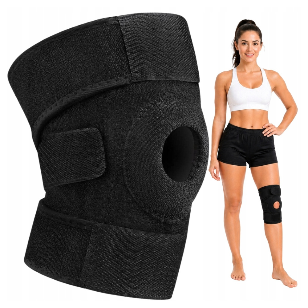 Orteza Genunchi, 3 Benzi Ajustabile, Confortabil de Purtat, Velcro, Lungime 55.5 cm