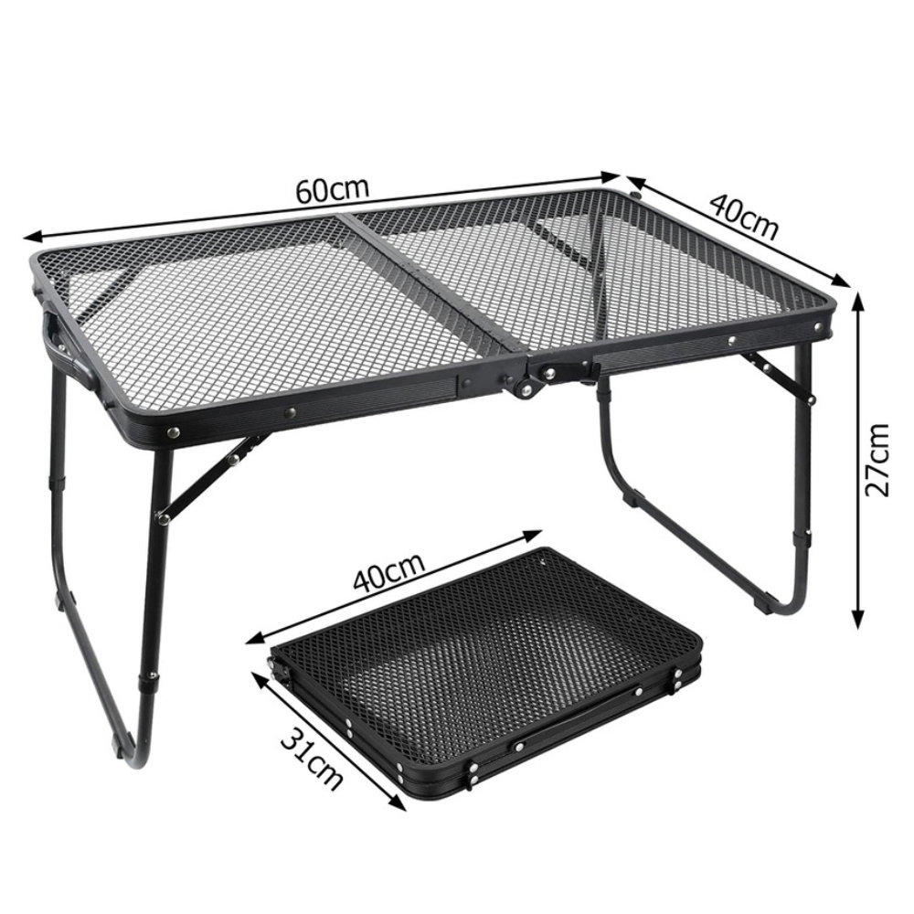 Masa Camping Pliabila, Geanta Transport, din Metal, 60x40x27cm, Negru