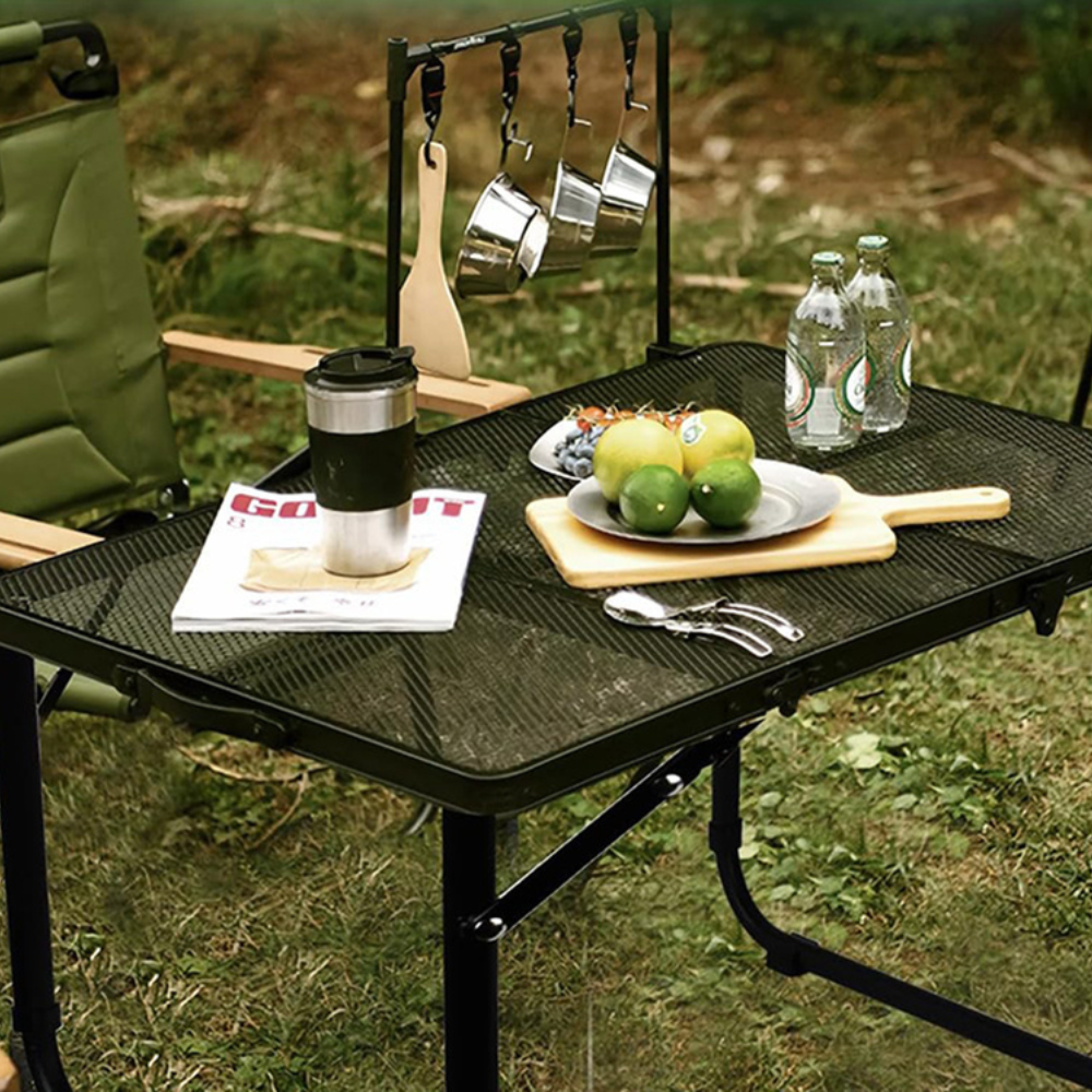Masa Camping Pliabila, Geanta Transport, din Metal, 60x40x27cm, Negru