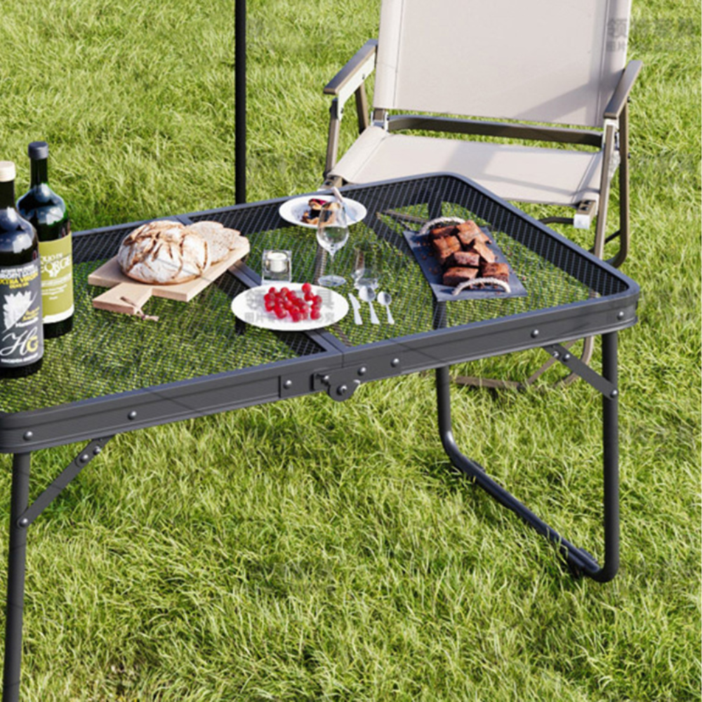 Masa Camping Pliabila, Geanta Transport, din Metal, 60x40x27cm, Negru