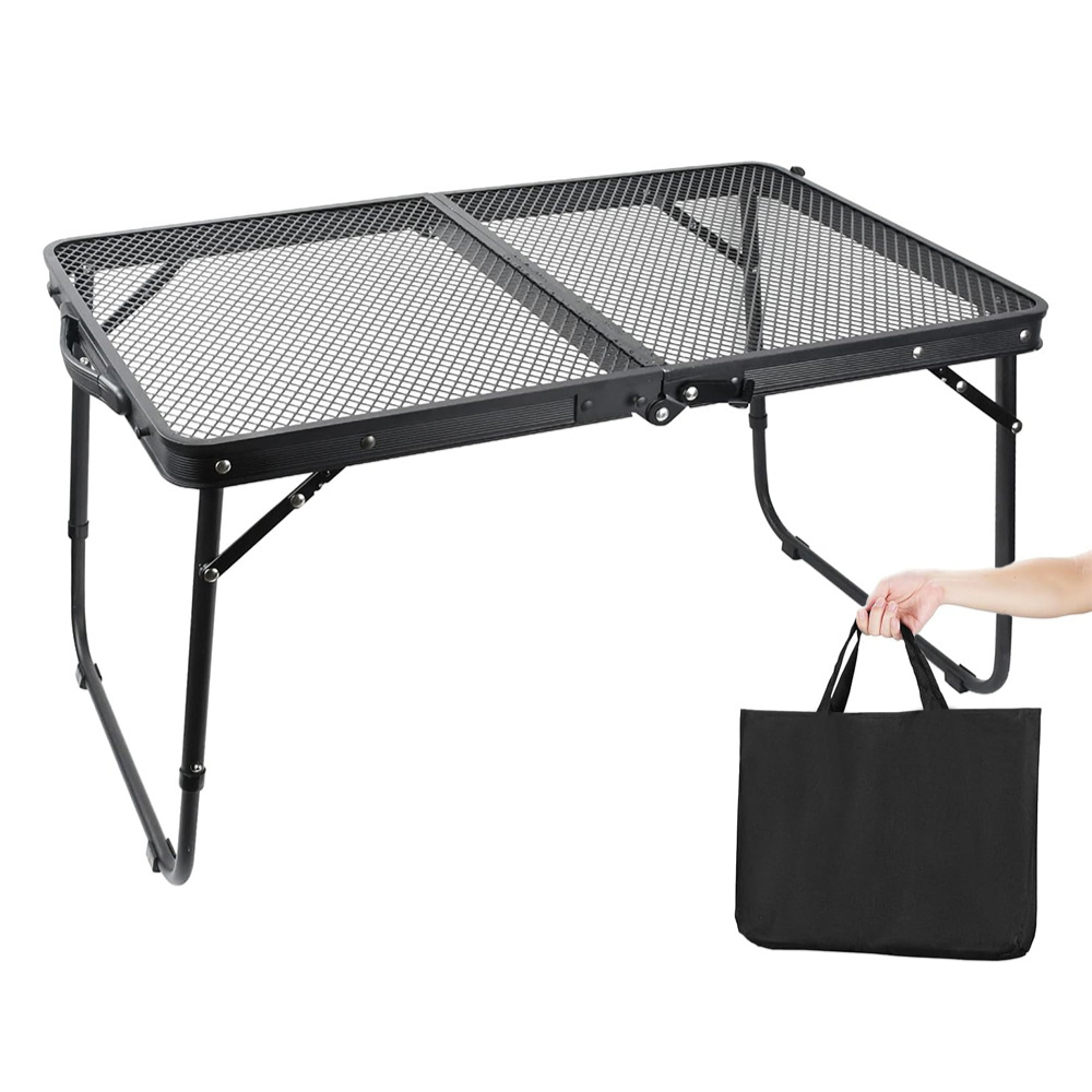 Masa Camping Pliabila, Geanta Transport, din Metal, 60x40x27cm, Negru