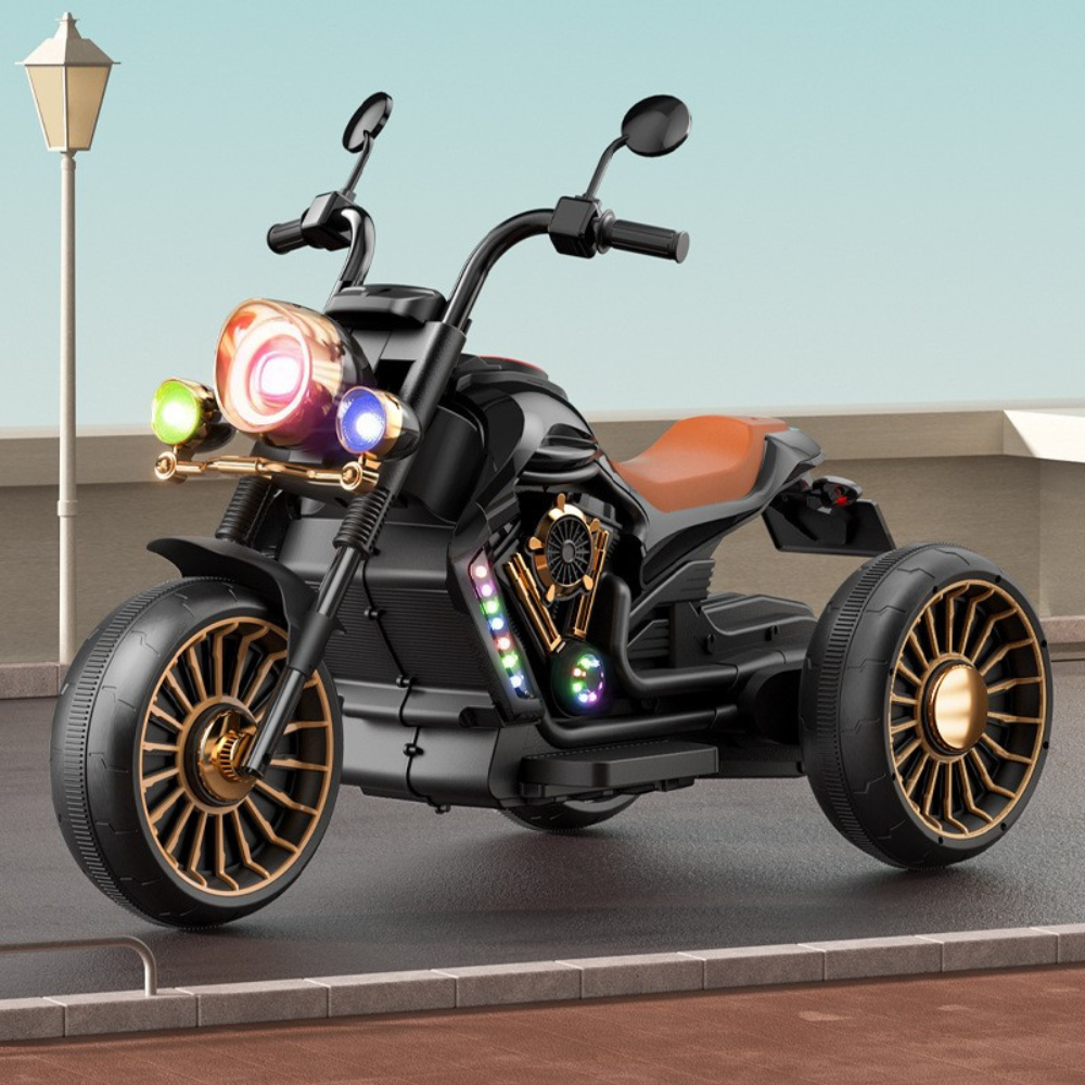 Electric Tricycle for Children, Remote Control, Two Batteries, Anti-Tipper System, Lights and Music, 6-8 Years