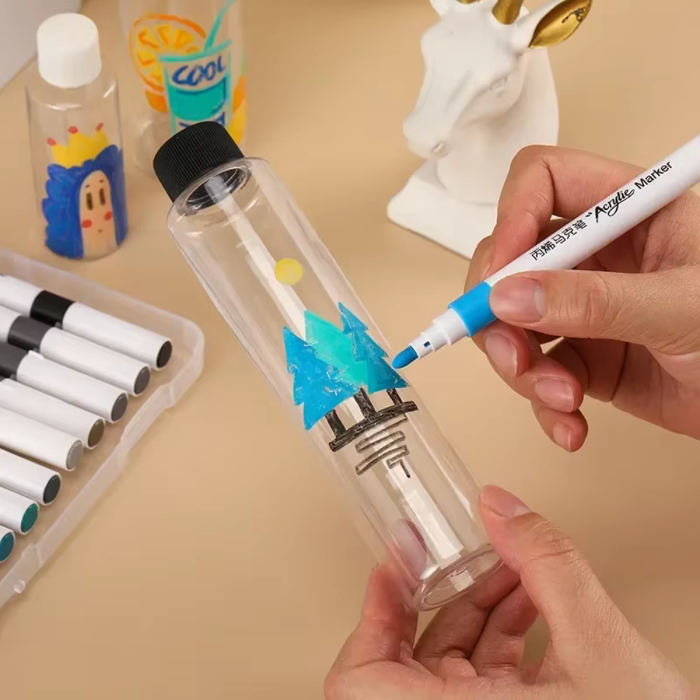 Set 48 Markere Acrilice, Varf 0.7mm, Culori Intense, Multisuprafete, Uscare Rapida, Usor de Curatat