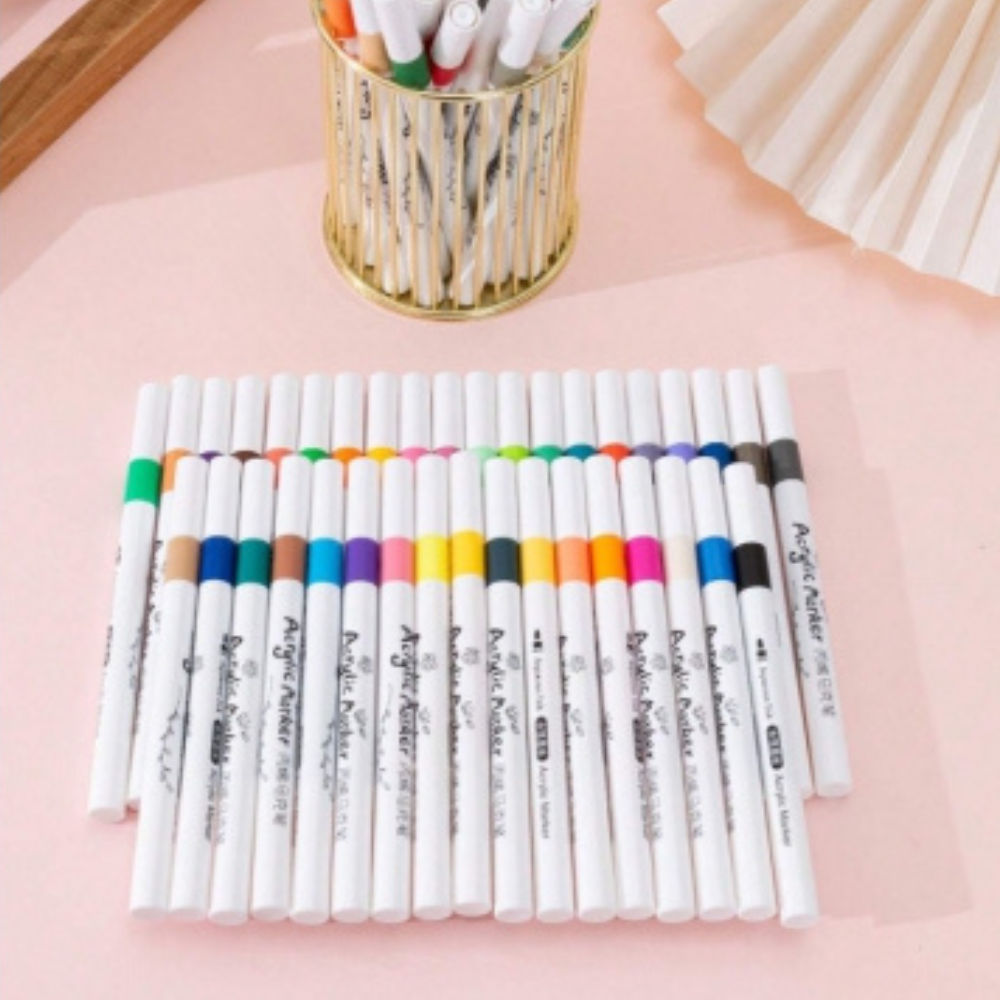 Set 48 Markere Acrilice, Varf 0.7mm, Culori Intense, Multisuprafete, Uscare Rapida, Usor de Curatat