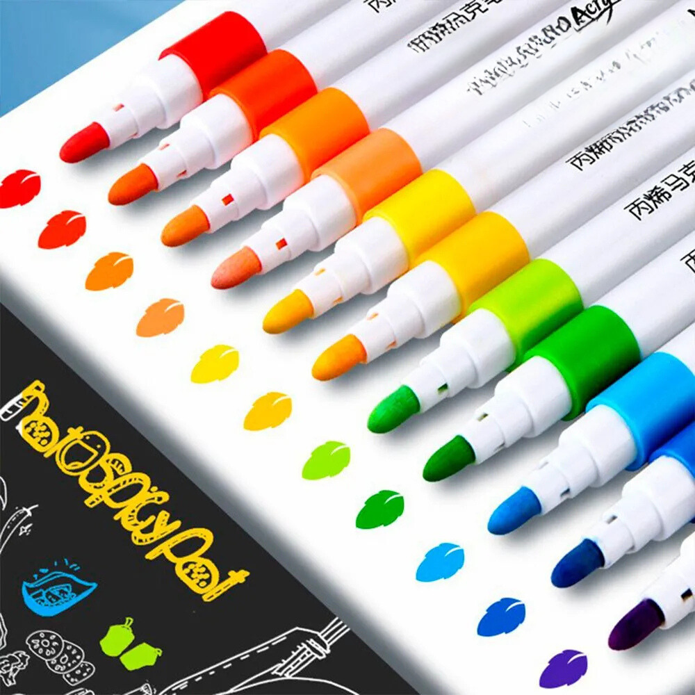 Set 48 Markere Acrilice, Varf 0.7mm, Culori Intense, Multisuprafete, Uscare Rapida, Usor de Curatat