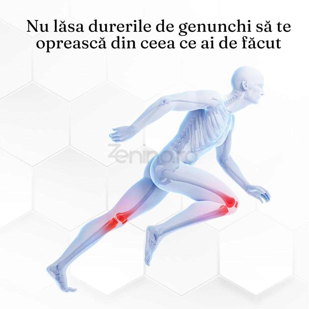 Orteza Genunchi cu 3 Prinderi, Benzi Ajustabile, Mărime Universală, Prindere Velcro, Burete EVA, Negru/Roșu