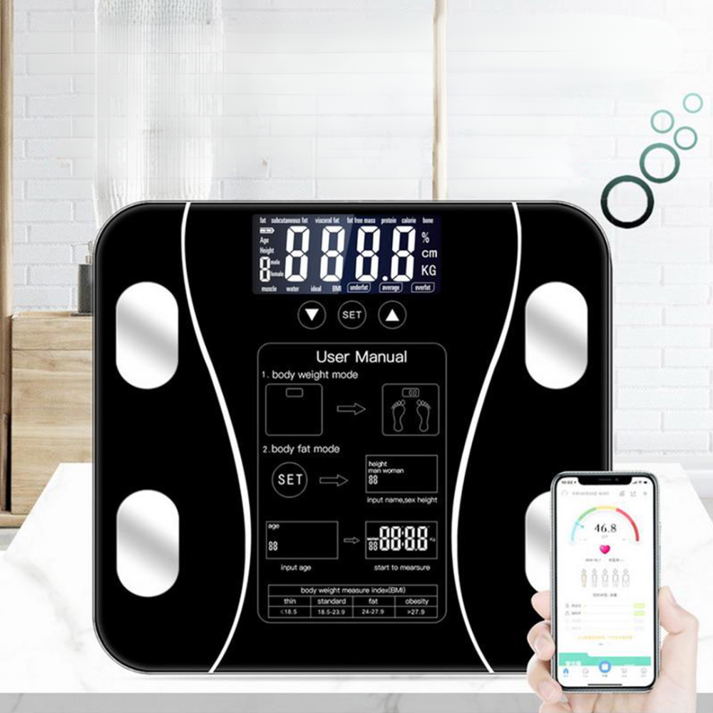 Smart Body Scale, with App, USB Charging, Data Storage, 180kg