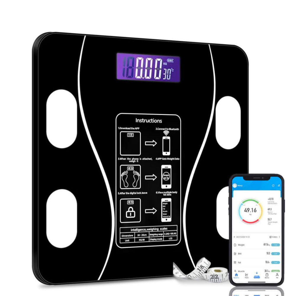 Cantar Corporal Smart, cu Aplicatie, Incarcare USB, Stocare date, 180kg