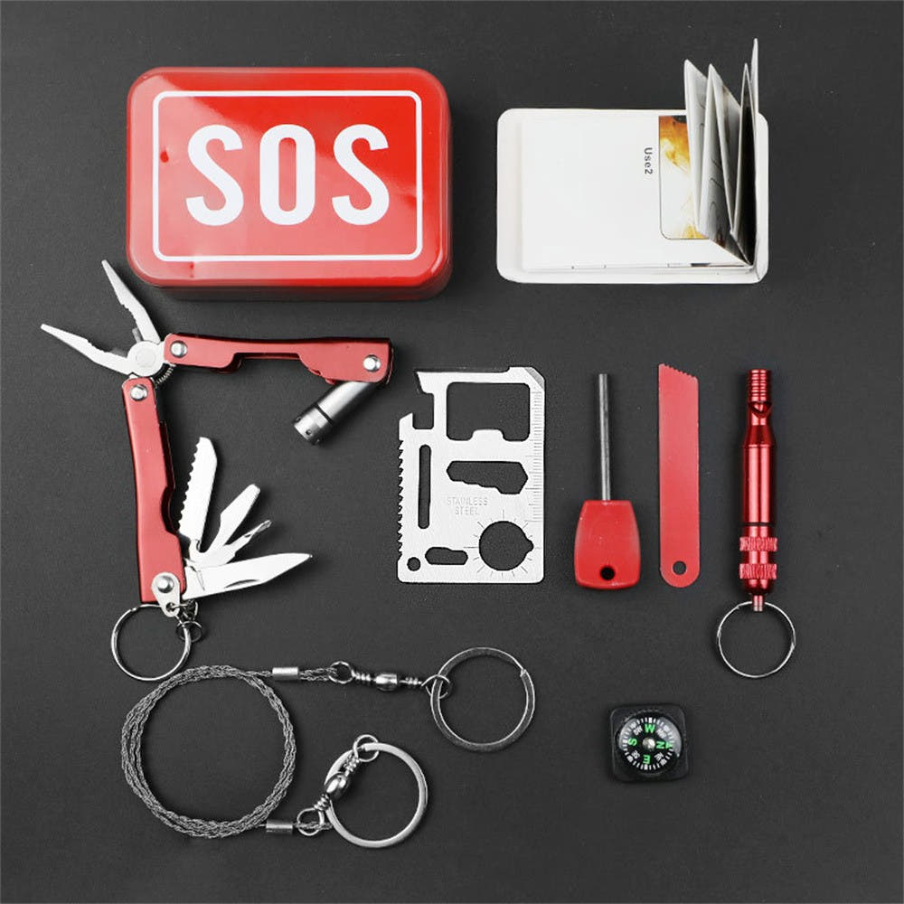 Kit Supravietuire, Cutie SOS, Unealta Multifunctionala, Model Compact