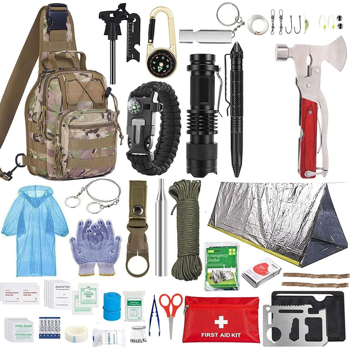 Kit Supravietuire, Cort Rapid, Bratara cu Busola, Trusa Prim-Ajutor, Lanterna