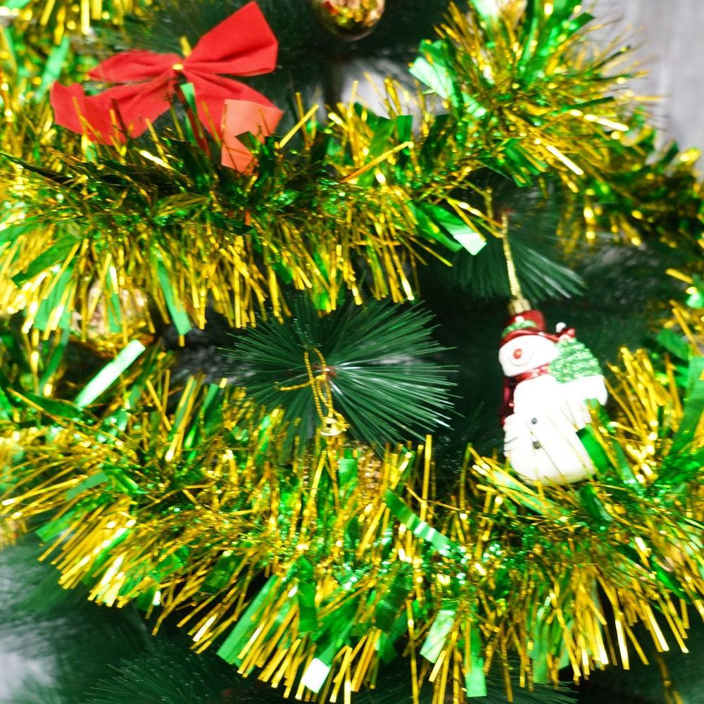 Christmas Tinsel, Two-Tone, 2m x 11cm x 9cm, Green/Gold, Blue/Gold