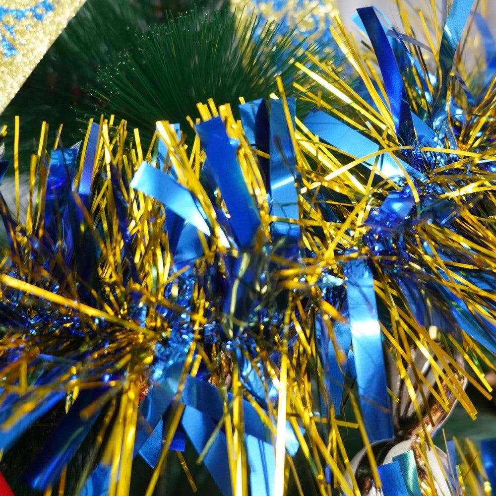 Christmas Tinsel, Two-Tone, 2m x 11cm x 9cm, Green/Gold, Blue/Gold