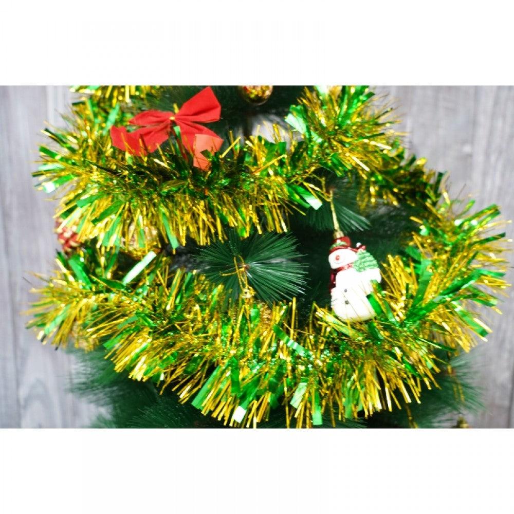 Christmas Tinsel, Two-Tone, 2m x 11cm x 9cm, Green/Gold, Blue/Gold