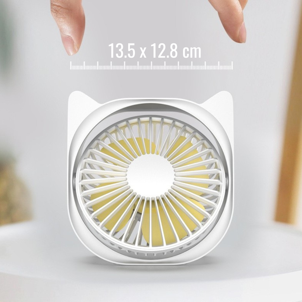 Mini Desk Fan, 3 Speeds, 360 Rotation, USB Charging