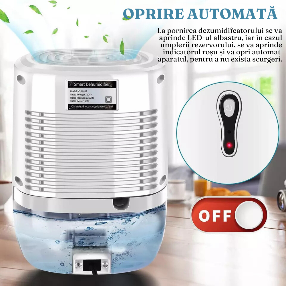 Dezumidificator Electric, Anti-Mucegai, Consum Redus de Energie, 330ml/24h, Silentios, Rezervor 0.8L, 22W